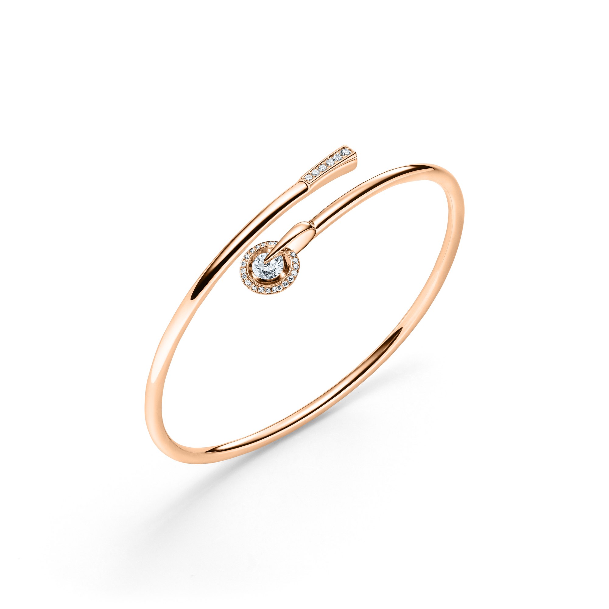 Schaffrath LIBERTÉ Armreif in Roségold mit frei beweglichem Diamanten